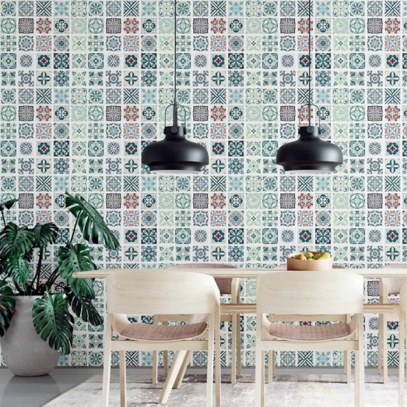 Papel de Parede Adesivo Azulejos Vintage N09034