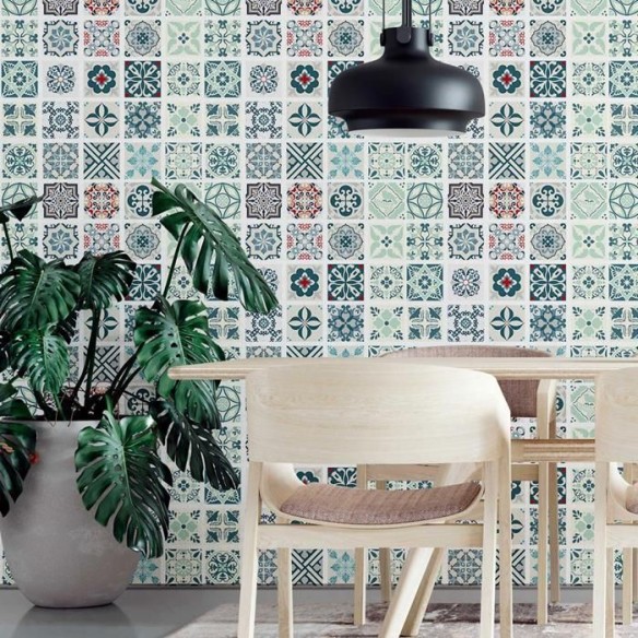 Papel de Parede Adesivo Azulejos Vintage N09034