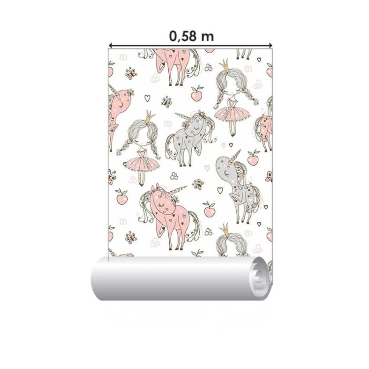 Papel de Parede Adesivo Bailarina e Unicórnio...