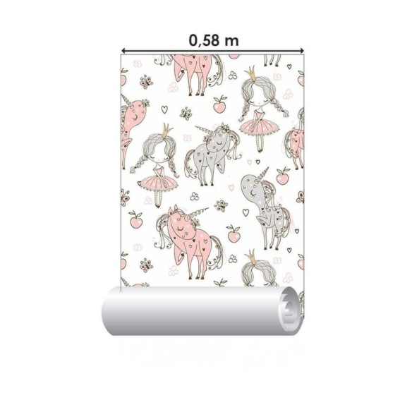 Papel de Parede Adesivo Bailarina e Unicórnio N03073