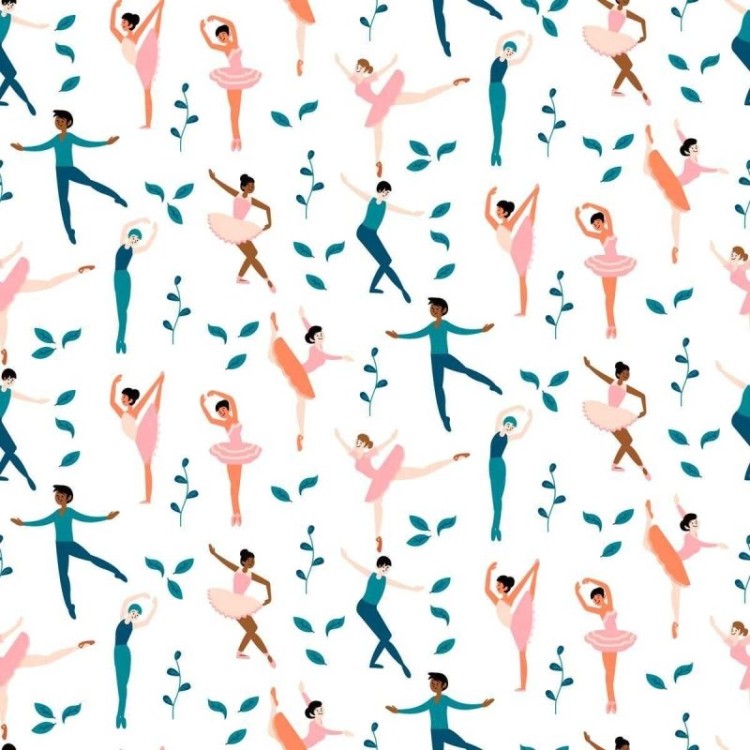 Papel de Parede Adesivo Bailarinas e Folhas N05206