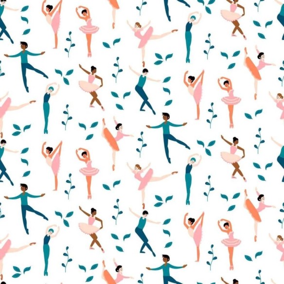 Papel de Parede Adesivo Bailarinas e Folhas N05206