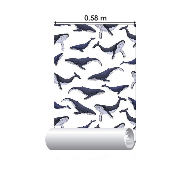 Papel de Parede Adesivo Baleias no Mar N015074