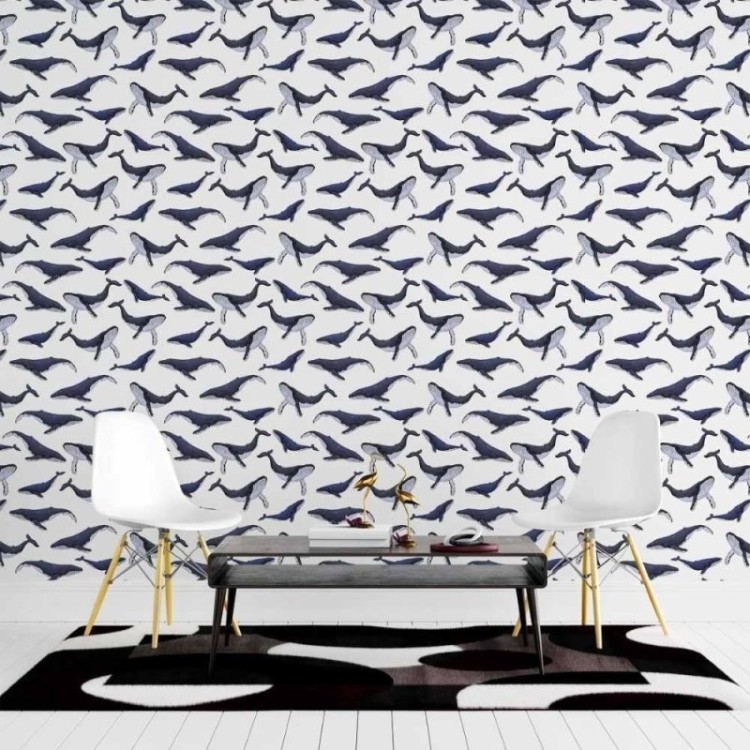 Papel de Parede Adesivo Baleias no Mar N015074