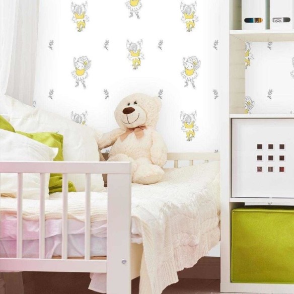 Papel de Parede Adesivo Ballet Criança Amarelo 481391755