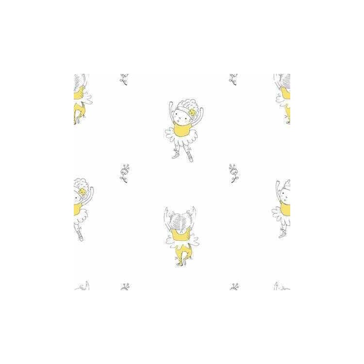 Papel de Parede Adesivo Ballet Criança Amarelo...