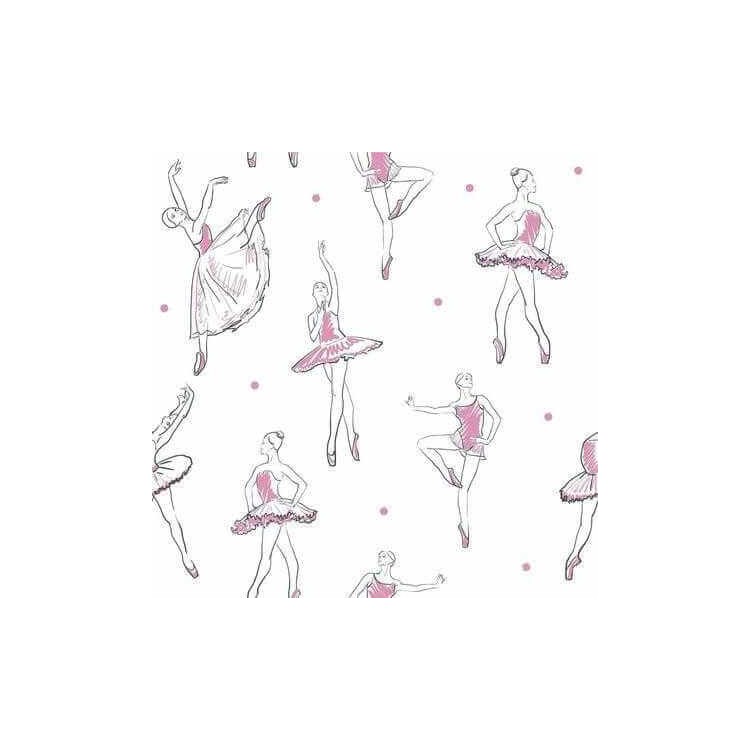 Papel de Parede Adesivo Ballet Esboço Rosa...