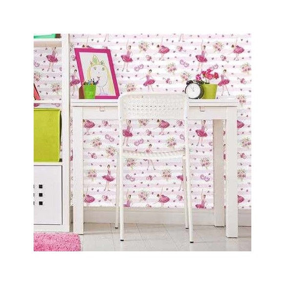 Papel de Parede Adesivo Ballet Floral Rosa 389758699