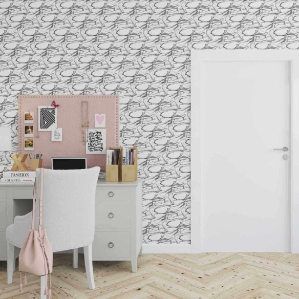 Papel de Parede Adesivo Ballet Rabiscos 504736573