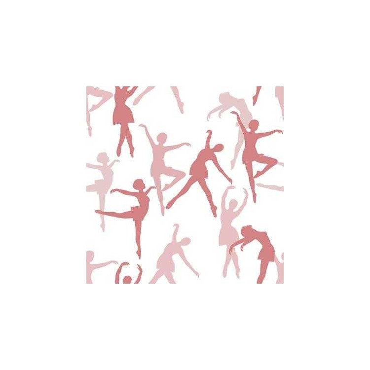 Papel de Parede Adesivo Ballet Silhueta Rosa...