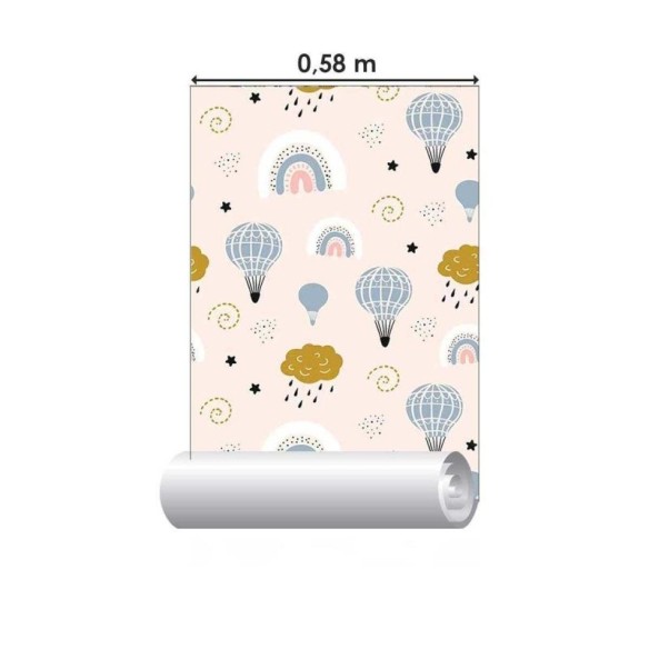 Papel de Parede Adesivo Balões Arco-iris Minimalista N05110