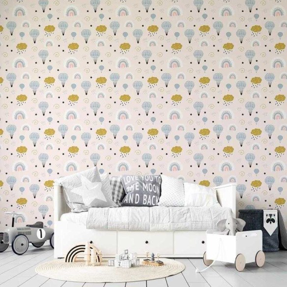 Papel de Parede Adesivo Balões Arco-iris Minimalista N05110