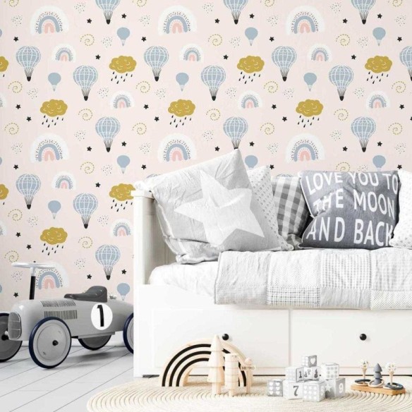Papel de Parede Adesivo Balões Arco-iris Minimalista N05110