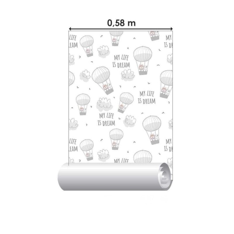 Papel de Parede Adesivo Balões Cinza N04282