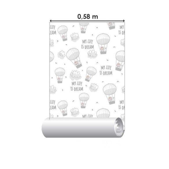 Papel de Parede Adesivo Balões Cinza N04282