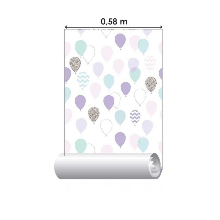 Papel de Parede Adesivo Balões Lilás e Azul N05106