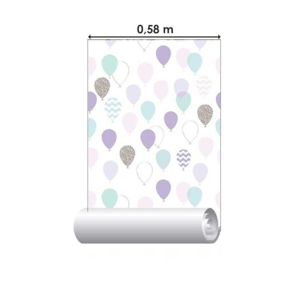 Papel de Parede Adesivo Balões Lilás e Azul N05106
