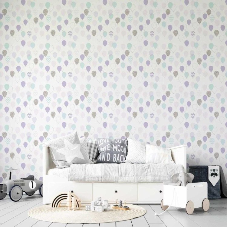 Papel de Parede Adesivo Balões Lilás e Azul N05106