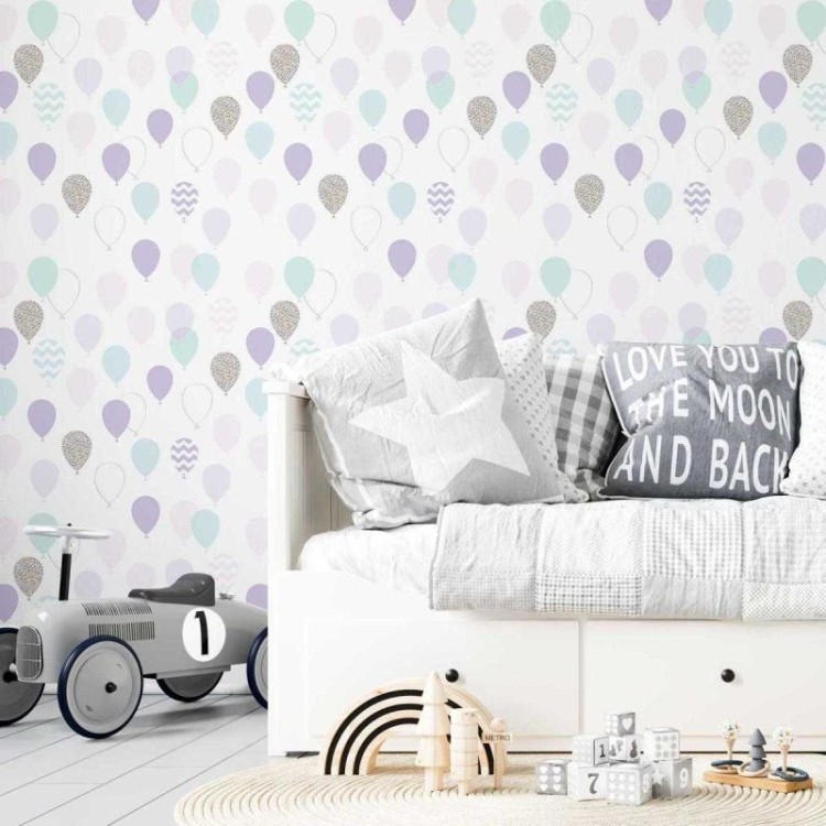 Papel de Parede Adesivo Balões Lilás e Azul N05106