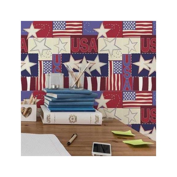 Papel de Parede Adesivo Bandeira Estados Unidos 198603347