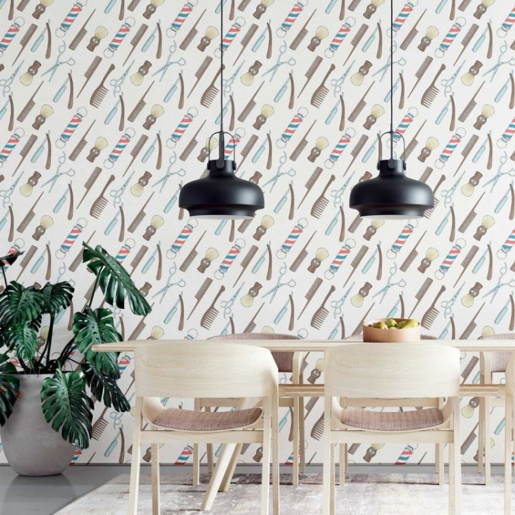 Papel de Parede Adesivo Barber Shop N09003