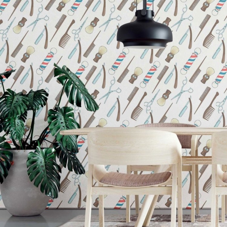 Papel de Parede Adesivo Barber Shop N09003
