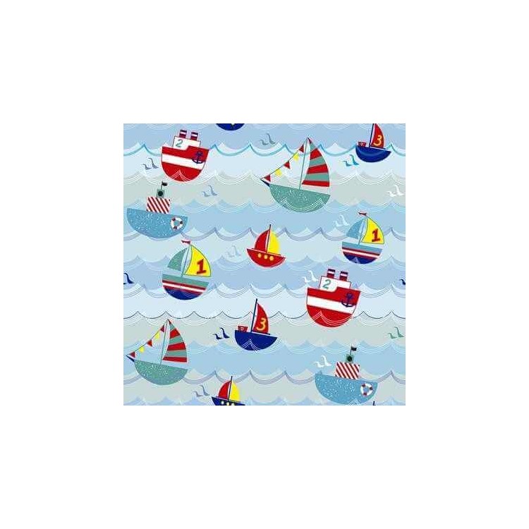 Papel de Parede Adesivo Barco Infantil Azul...