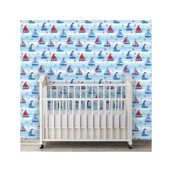 Papel de Parede Adesivo Barquinho Mar Azul 183716948