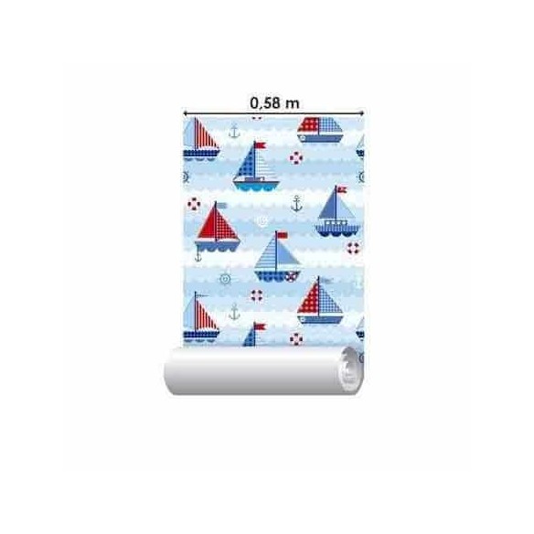 Papel de Parede Adesivo Barquinho Mar Azul 183716948