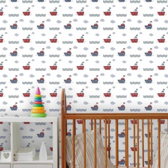 Papel de Parede Adesivo Barquinho Marinheiro 254238376