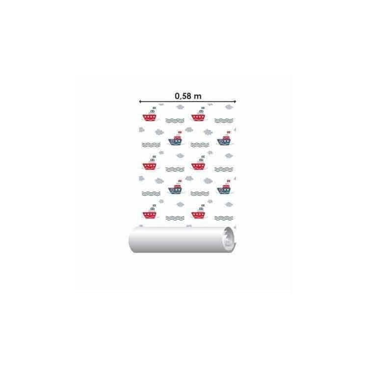 Papel de Parede Adesivo Barquinho Marinheiro...