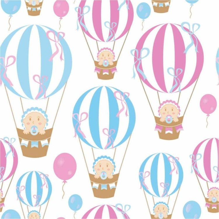 Papel de Parede Adesivo Bebê Balão Rosa e Azul...