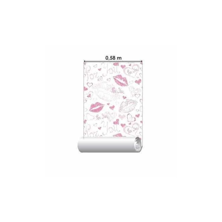 Papel de Parede Adesivo Beijos Rosa 170643542