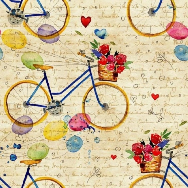 Papel de Parede Adesivo Bicicletas e Balões...