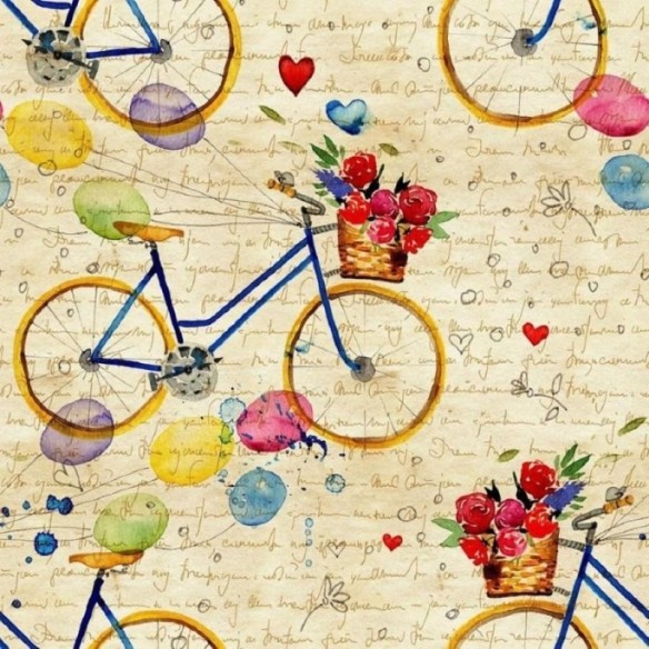 Papel de Parede Adesivo Bicicletas e Balões N011030