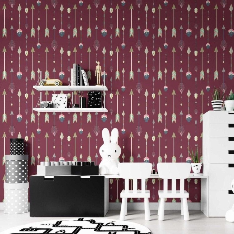 Papel de Parede Adesivo Boho Flechas Fundo...