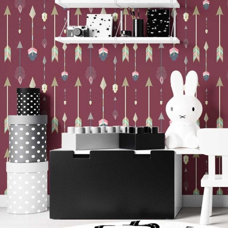 Papel de Parede Adesivo Boho Flechas Fundo...