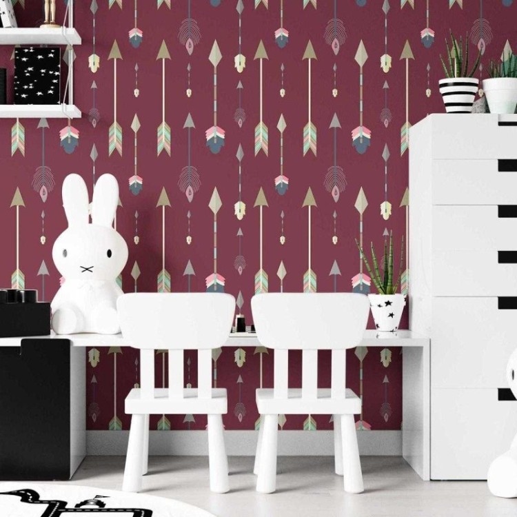 Papel de Parede Adesivo Boho Flechas Fundo...