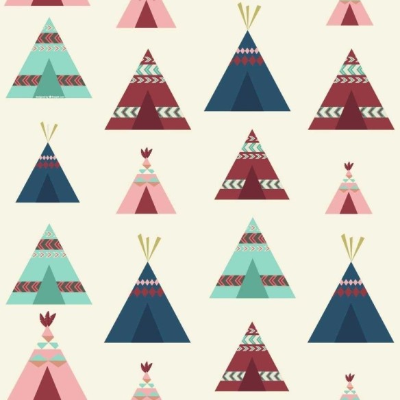 Papel de Parede Adesivo Boho Tenda Indígena Colorido N07025