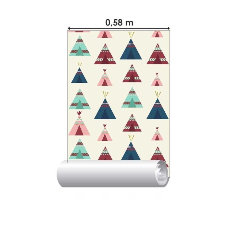 Papel de Parede Adesivo Boho Tenda Indígena...