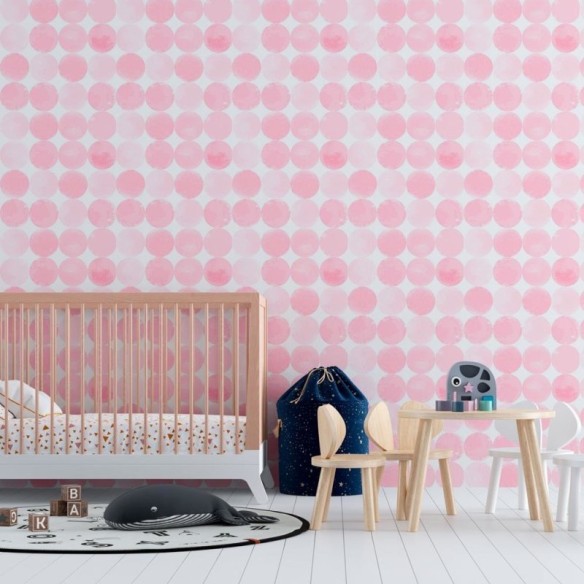 Papel de Parede Adesivo Bolas rosas N08188