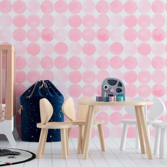 Papel de Parede Adesivo Bolas rosas N08188