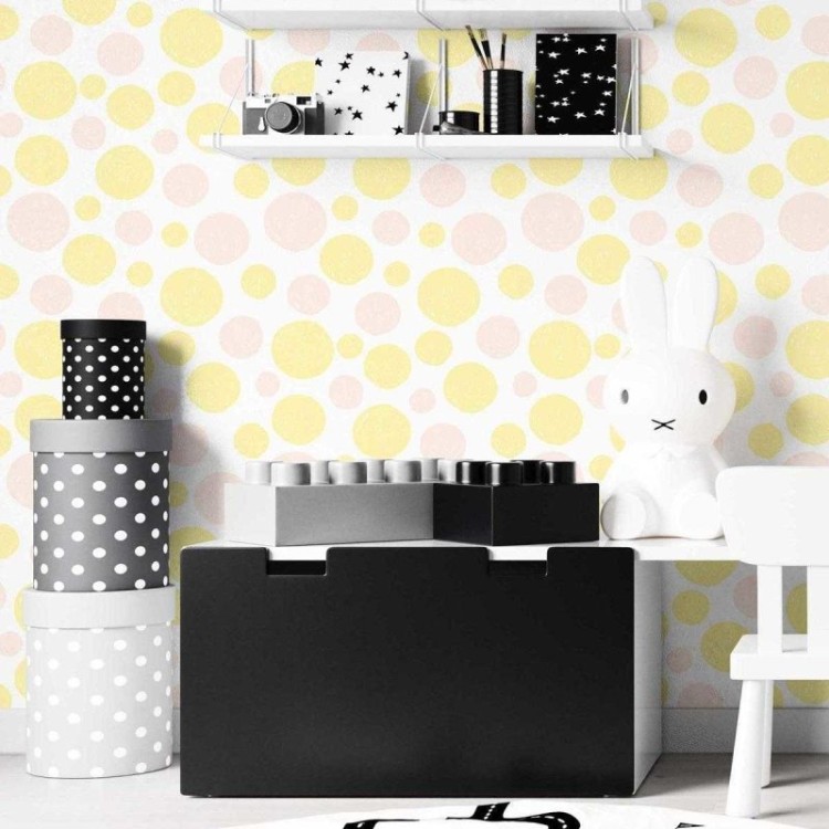 Papel de Parede Adesivo Bolhas Artístco Amarelo...