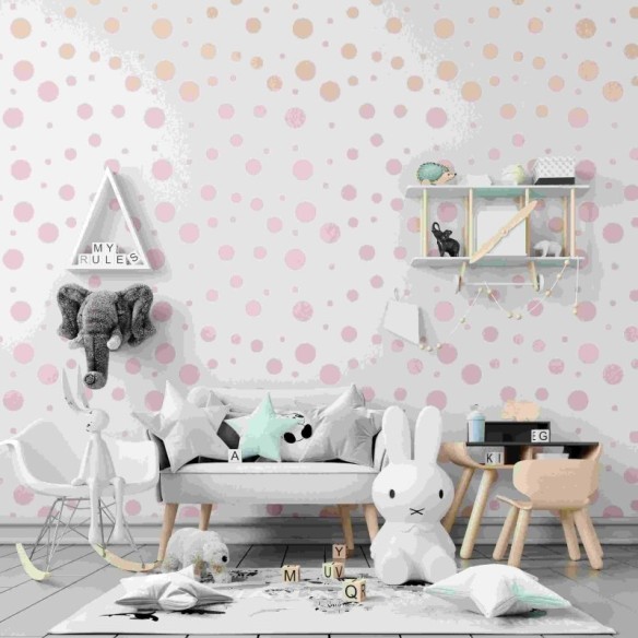 Papel de Parede Adesivo Bolhas Rosa N04007