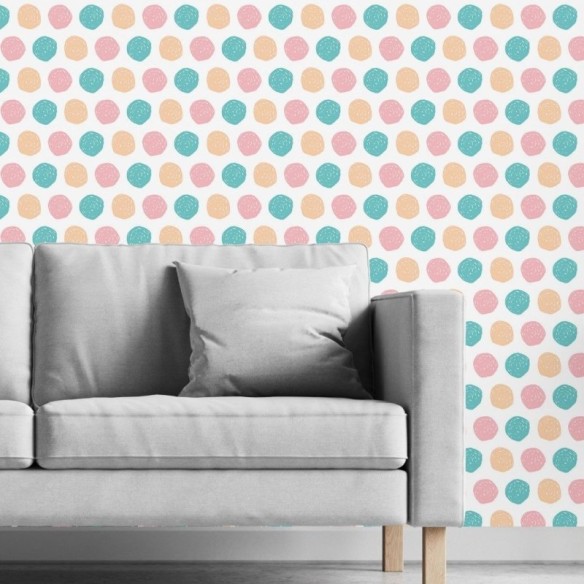 Papel de Parede Adesivo Bolinhas Coloridas N019031