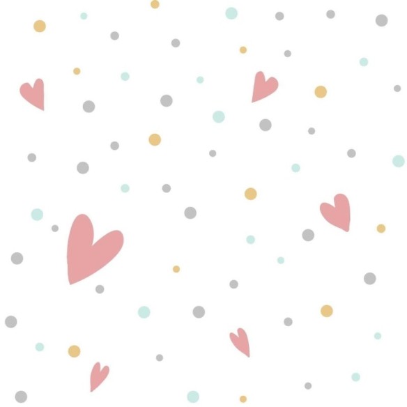 Papel de Parede Adesivo Bolinhas com coração N03146