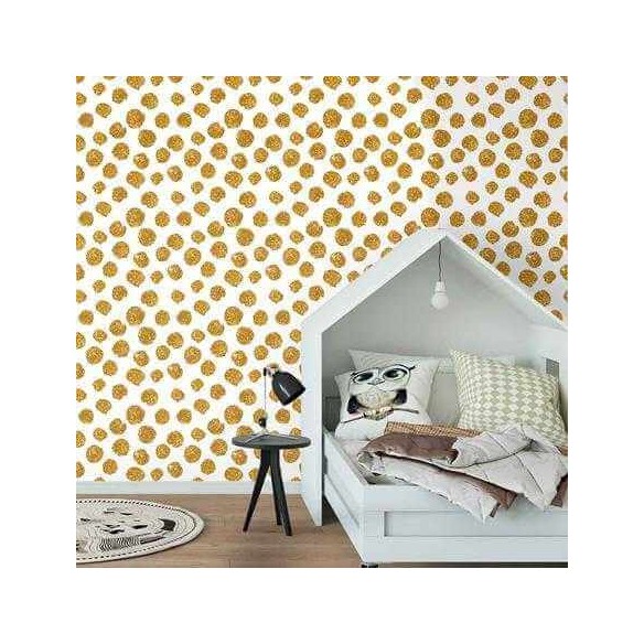 Papel de Parede Adesivo Bolinhas Douradas 89003526