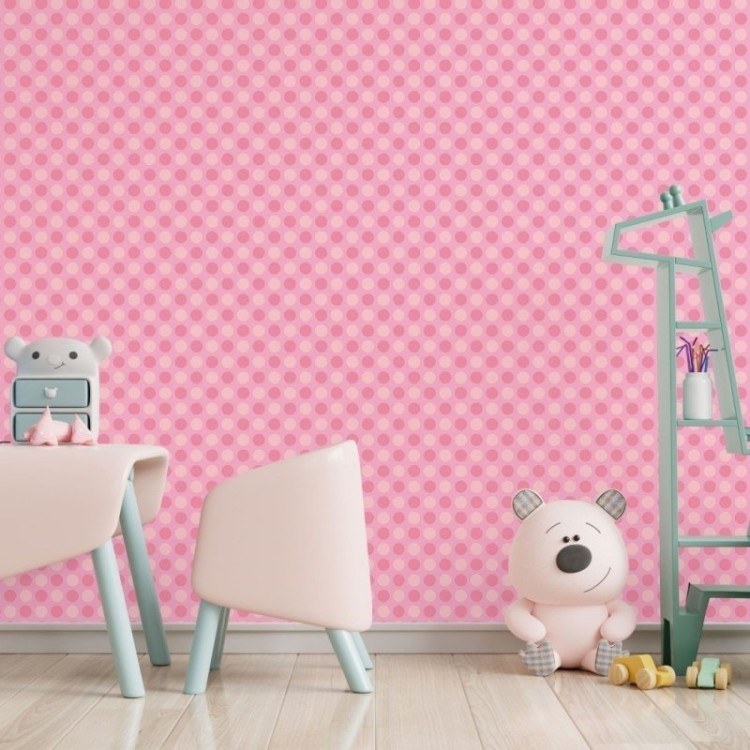 Papel de Parede Adesivo Bolinhas Poá Rosa N017041