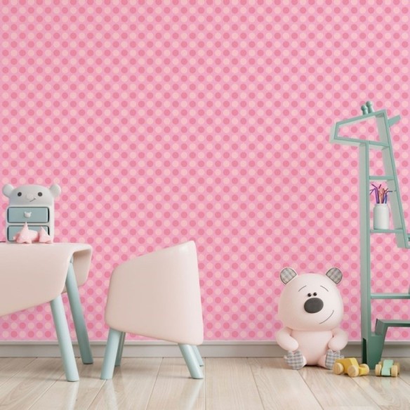 Papel de Parede Adesivo Bolinhas Poá Rosa N017041