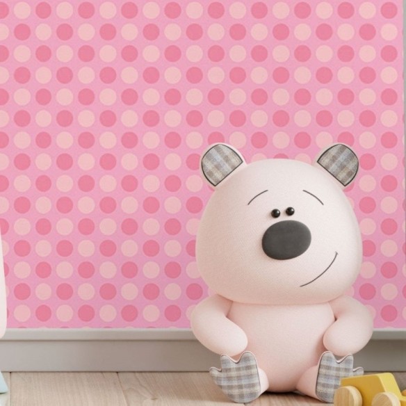 Papel de Parede Adesivo Bolinhas Poá Rosa N017041